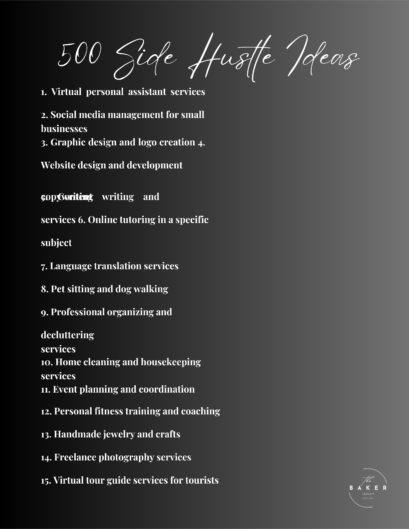 500 Side Hustle Ideas